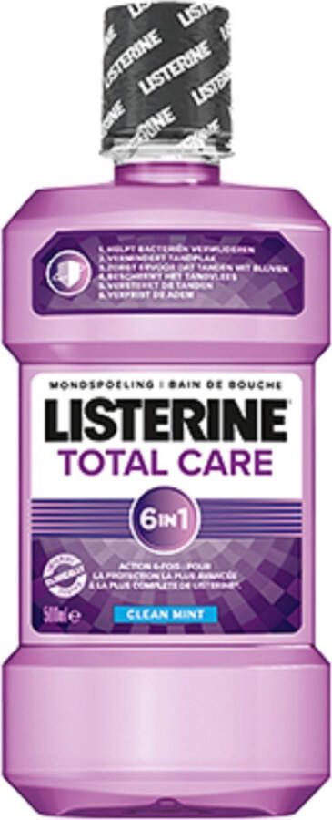 Listerine Mondwater Mondspoeling Total Care 6 in 1 Complete 6-Voudige Werking Clean Mint Smaak 2 x 500 ml