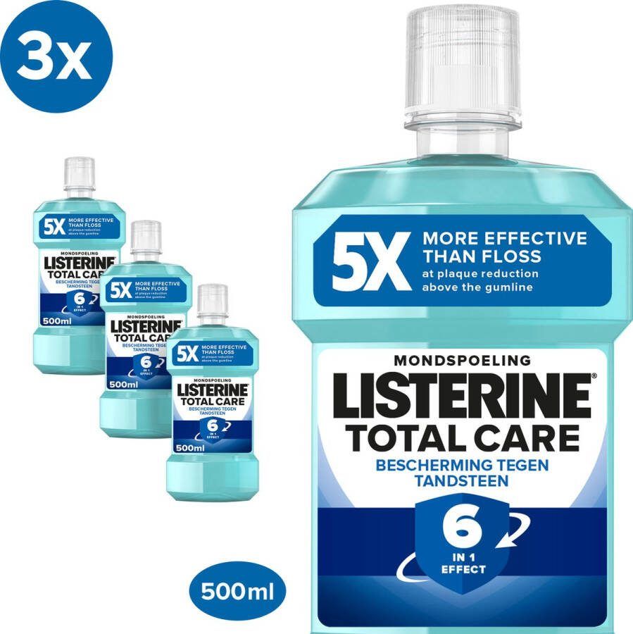 Listerine Mondwater Total Care mondspoeling bescherming tegen tandsteen 3 x 500 ml