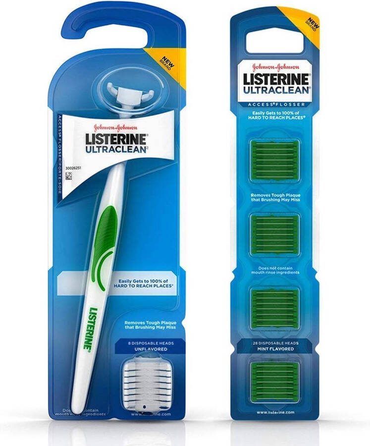 Listerine Ultraclean Access Snap-On Flosser & Vervangende Flosserkoppen 28 stuks Set voor Optimale Mondverzorging