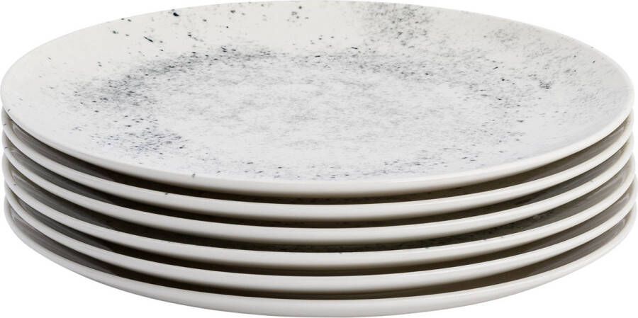 Lite-Body Hermes Dinerborden Set van 6 stuks Ø26 cm Fine Porselein Wit spikkels grijs