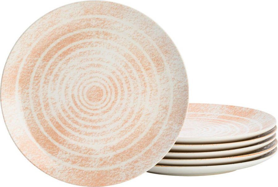 Lite-Body Hermes Dinerborden Set van 6 stuks Ø26 cm Stoneware Wit Peach