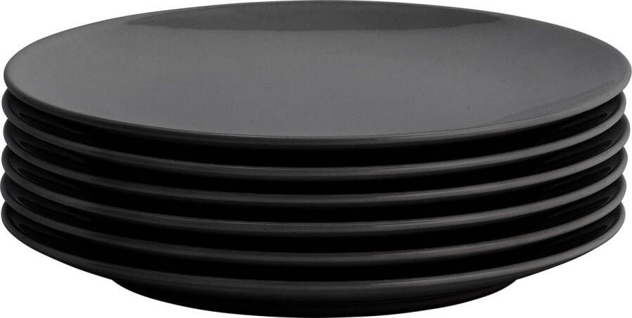 Lite-Body Hermes Ontbijtbord Dessertbord Set van 6 stuks Ø20 cm Stoneware Zwart