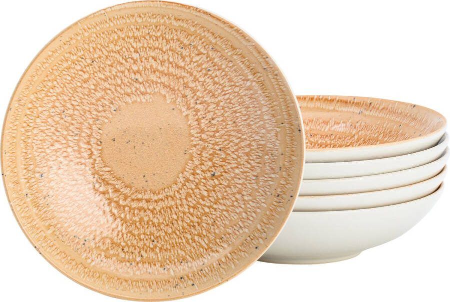 Lite-Body Hermes Pastabord Set van 6 stuks Ø21 cm Stoneware Terra