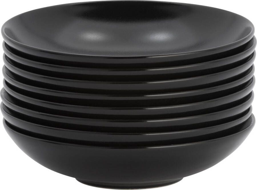 Lite-Body Hermes Pastabord Set van 8 stuks 21 cm Stoneware Zwart mat