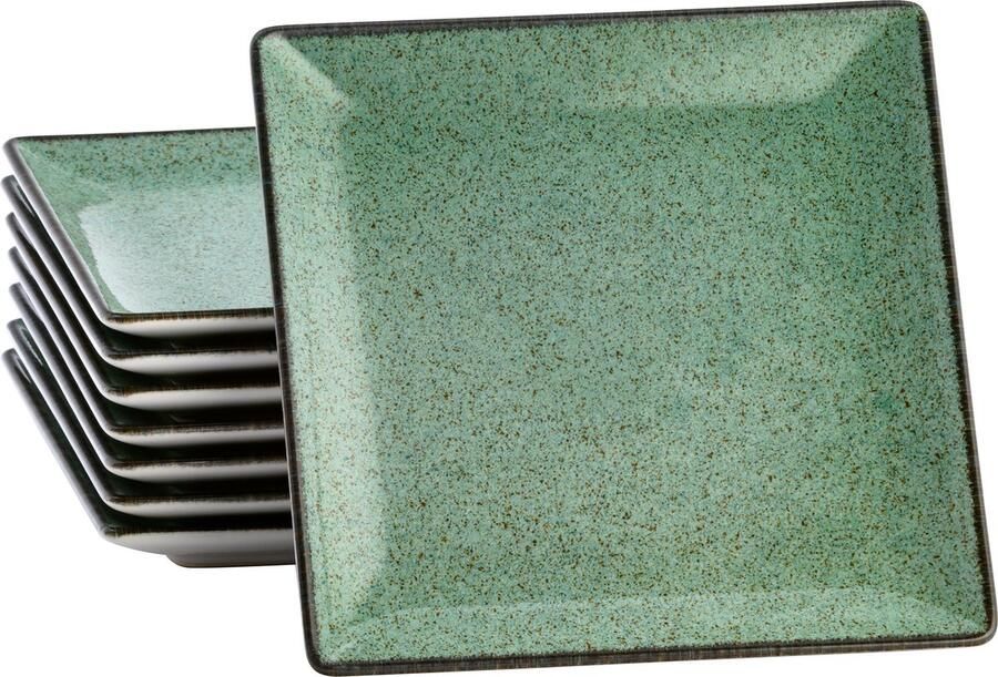 Lite-Body Hermes gebaksbordjes Set van 8 stuks 16 cm Mintgroen spikkel