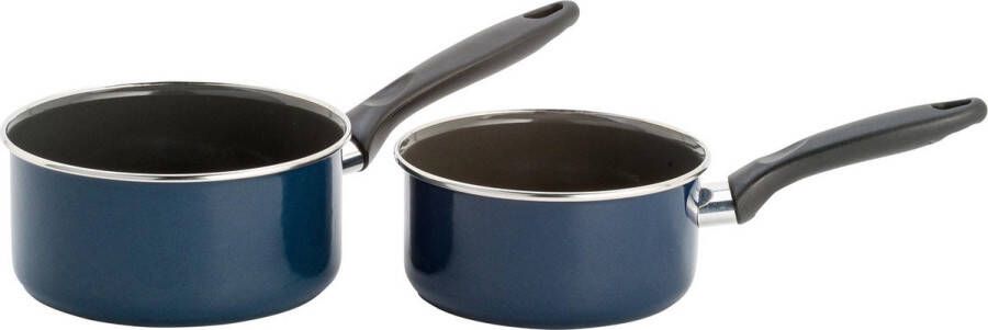 Lite-Body Magnus 2 delige steelpannenset Ø16 CM en Ø18 CM Emaille Blauw Inductie