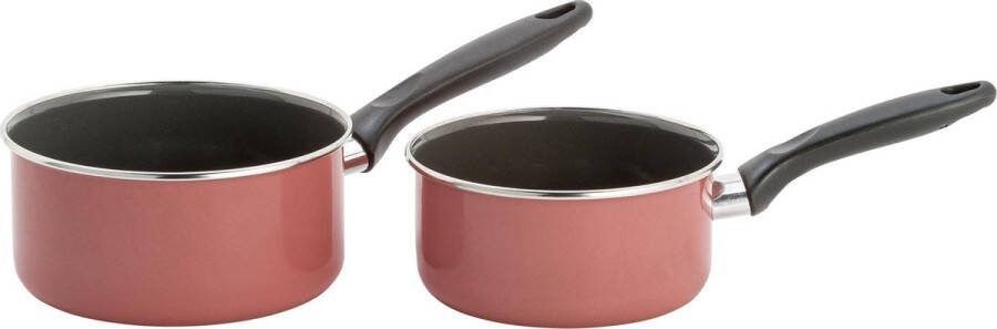 Lite-Body Magnus 2 delige steelpannenset Ø16 CM en Ø18 CM Emaille Peach Roze Inductie