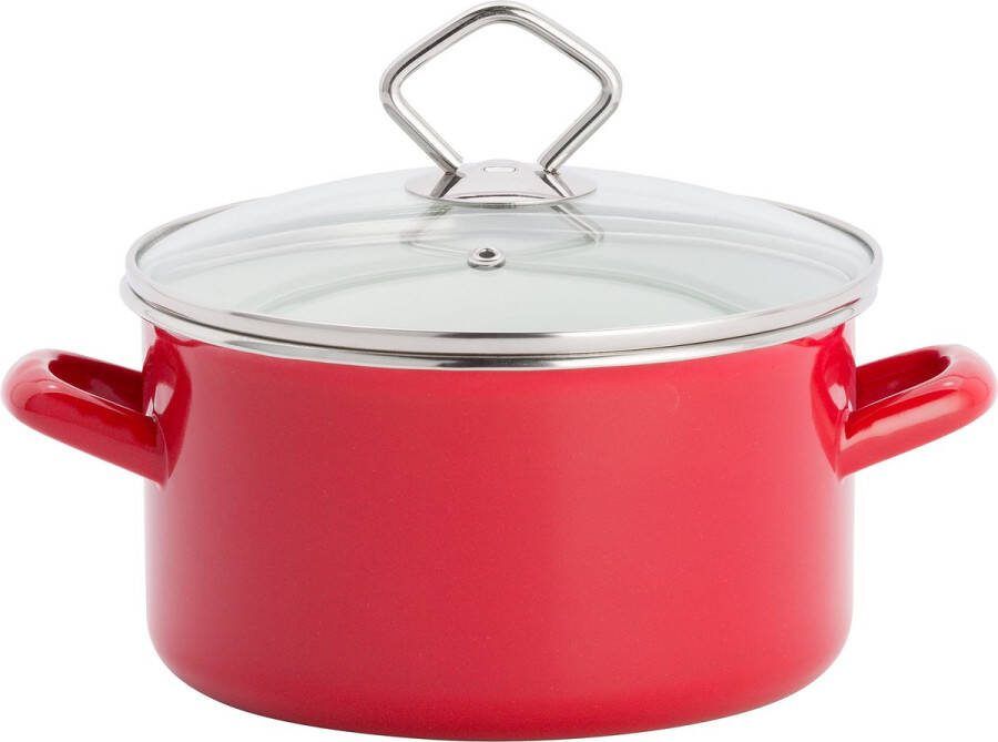 Lite-Body Magnus Soeppan 3l met glazen deksel Emaille Rood Inductie