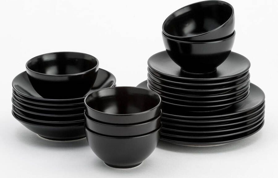 Lite-body Serviesset Hermes 6 Personen- 24 delig Rond zwart mat