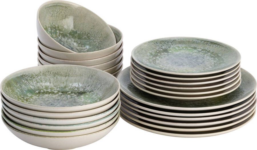 Lite-Body Serviesset Hermes Groen reliëf 6 personen 24 delig