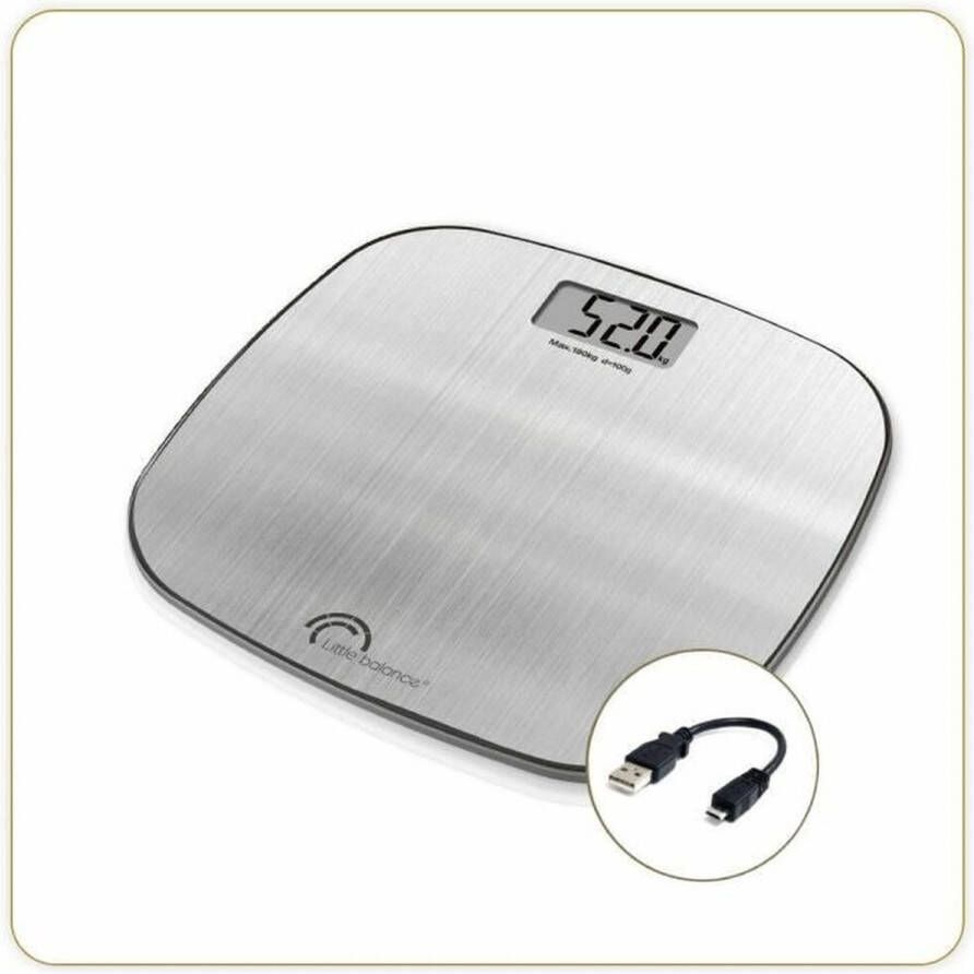 Balance LITTLE 8416 Inox Soft USB Personenweegschaal zonder batterij USB oplaadbaar 180 kg 100 g Roestvrij staal