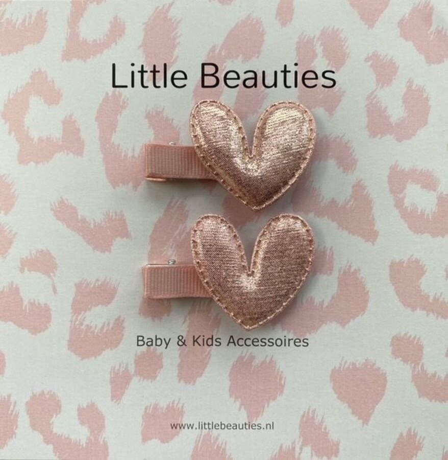 Little Beauties haarclips 2 stuks hartjes rose haaraccessoire