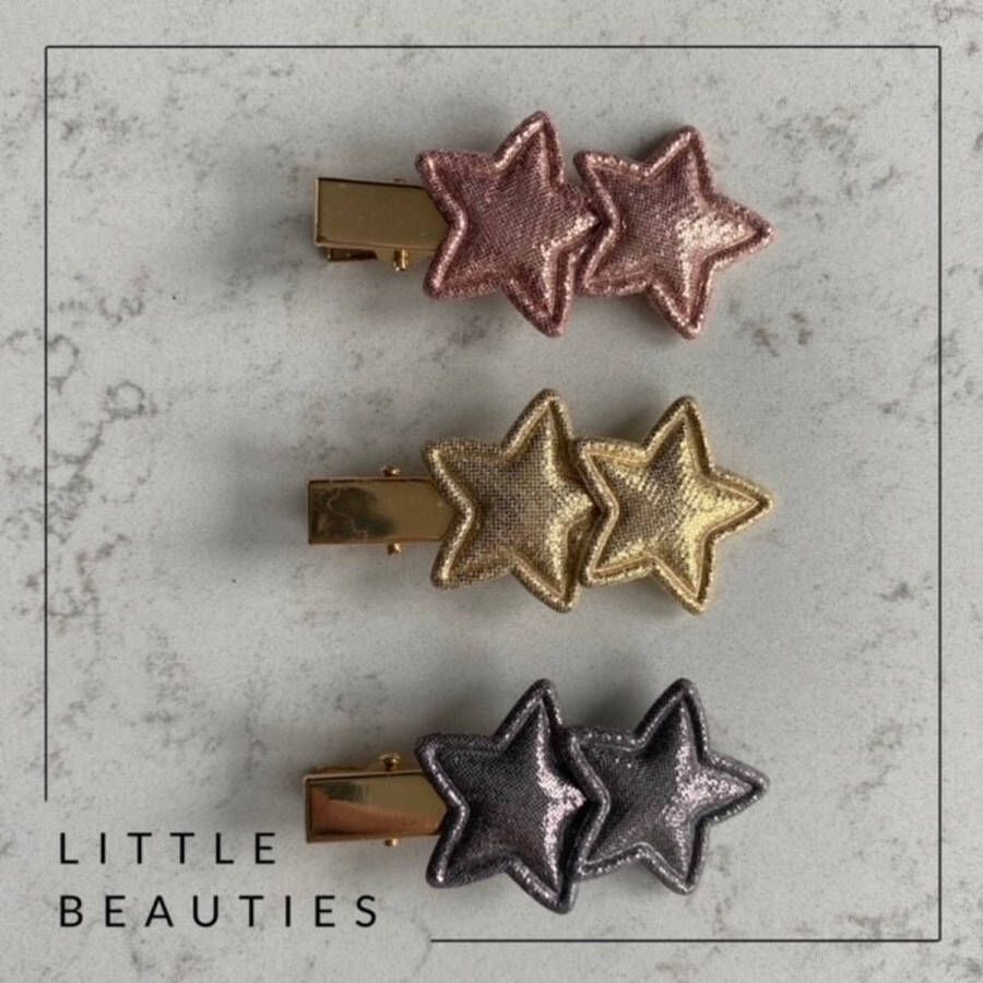 Little Beauties haarclips sterretjes haaraccessoire feest rose goud -zilver peuter meisje kids