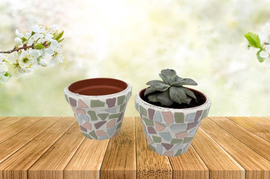 Little Creations DIY Pakket Mozaïek Bloempot Pastel Hobbypakket Knutselpakket voor volwassenen Doe het zelf pakket bloempot mozaïek