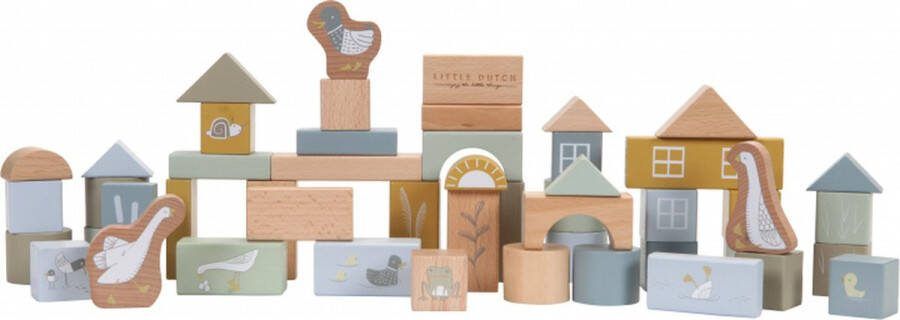 Little Dutch houten Bouwblokken blue