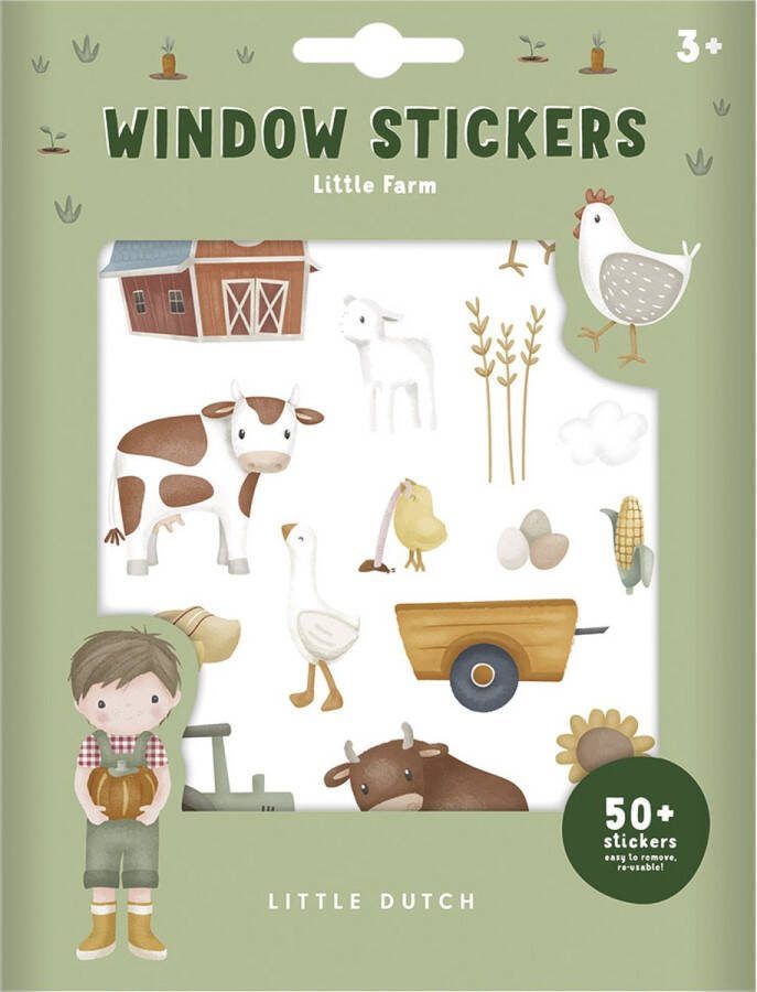 Little Dutch raamstickers Little Farm niet permanente verplaatsbare stickers met speelachtergrond window stickers