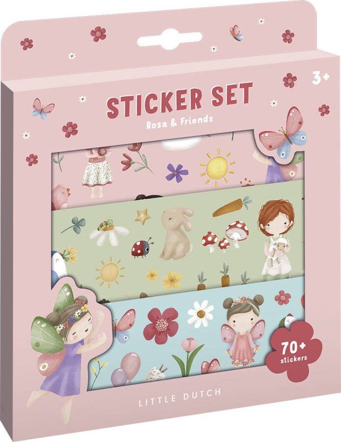 Little Dutch stickers Rosa & Friends 3 stickervellen met speelachtergrond stickerset