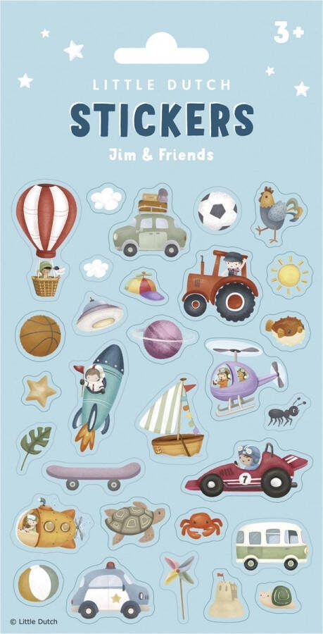 Little Dutch stickervel Jim & Friends stickers met jongens en voertuigen