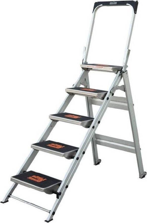 Little Giant veiligheidstrap 118 cm 5 treden met beugel belastbaar tot 150 kg werktrap inklapbare trap