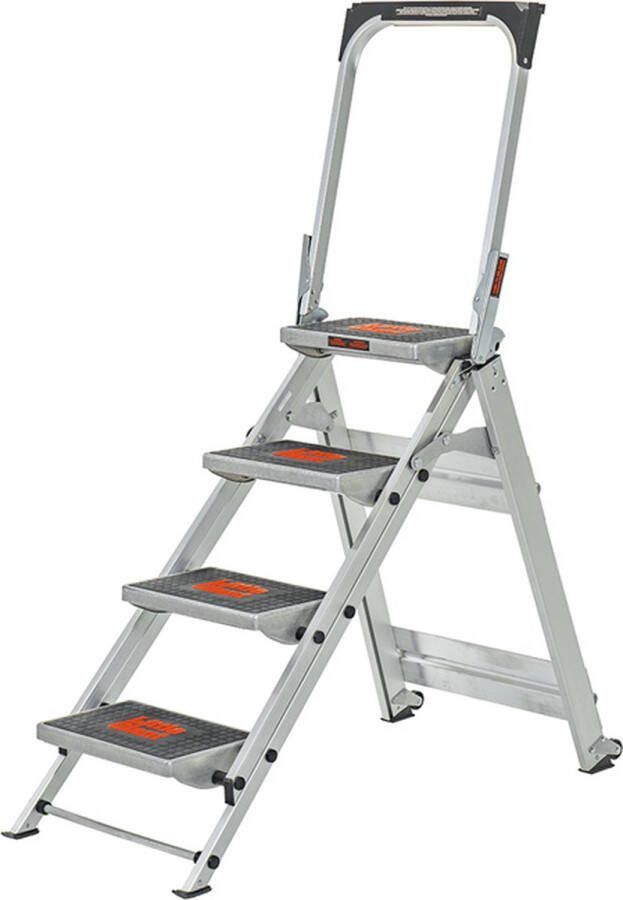 Little Giant veiligheidstrap 92 cm 4 treden met beugel belastbaar tot 150 kg werktrap inklapbare trap