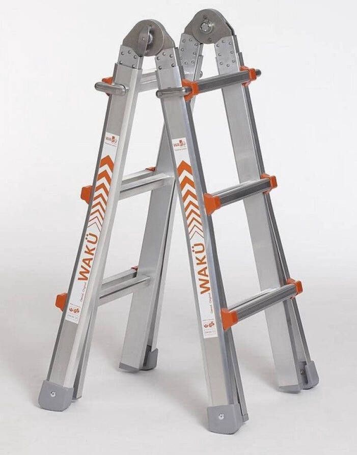 Little Jumbo Waku Model 0 Telescopische vouwladder max. werkhoogte 3.48m 4x3 sporten