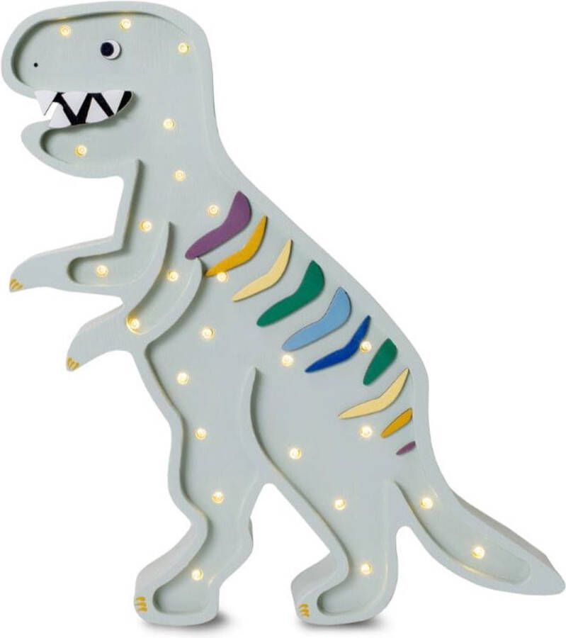 Little Lights Lamp T-Rex Khaki Pastel Dino Nachtlamp hout