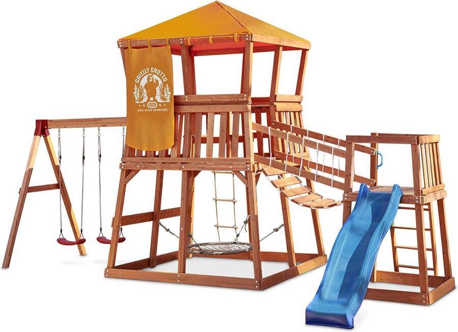 Little Tikes Real Wood Adventures 654671X1 Grizzly Grotto Speeltoestel met Schommels Glijbaan en Uitkijktoren