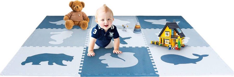 Little Toby Speelmat Baby – Speelkleed Foam – 9 puzzelstukken – Blauw