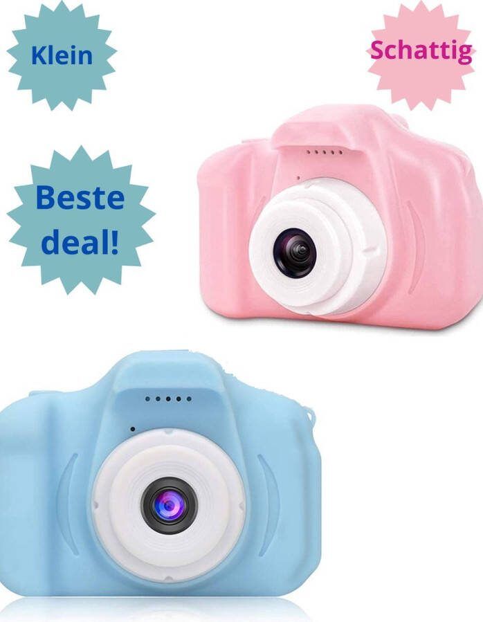 LittleLens Digitale Kindercamera FULL HD 1080p Dubbele Lens Waterdicht Educatief Speelgoed Fototoestel Kinderfototoestel Speelgoedcamera Digitale Camera Usb Oplaadbaar Vlog Camera Roze En Blauw