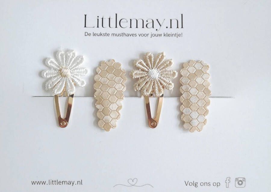Littlemay.nl Haarclips Haarset Madelief Haaraccessoires Handgemaakt 3cm
