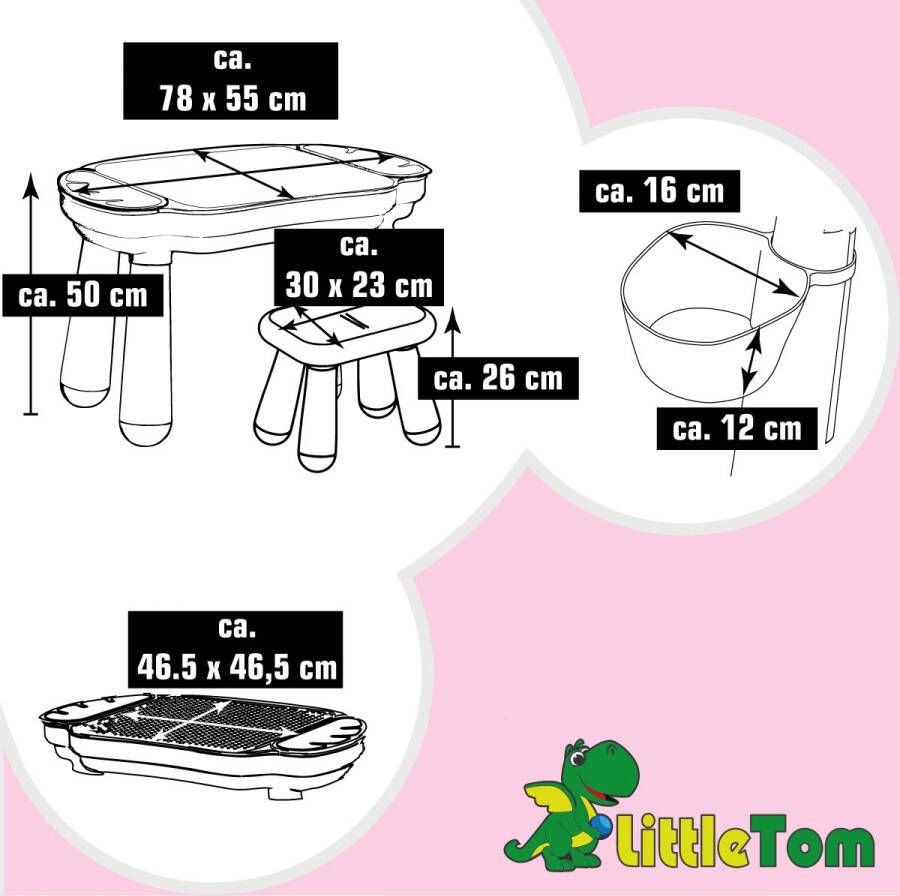 LittleTom 3-in-1 Activiteiten Speeltafel Compatibel met grote merken Kindertafel en Stoel 1 jaar +