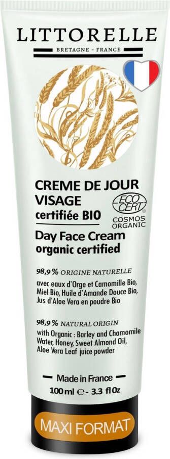 Littorelle Biologische Dagcrème met Gerstwater 100ml Hydrateert en Kalmeert