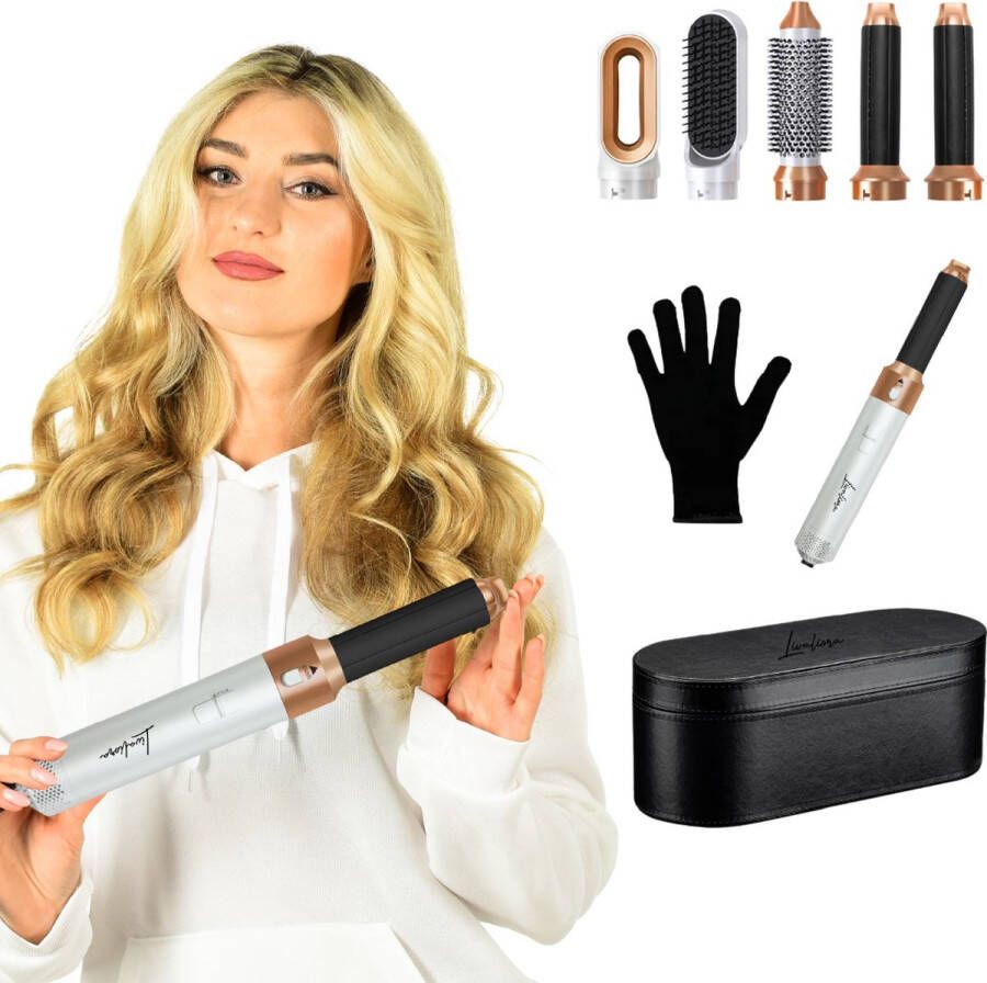 Livaliora 5-in-1 Föhnborstel 5-in-1 Set Multistyler Stijlborstel Föhnborstel Roterend Krultang met Opzetstukken Haardroger met Borstel Met Handschoen Krulborstel Airstyler Hairwrap Haarborstel