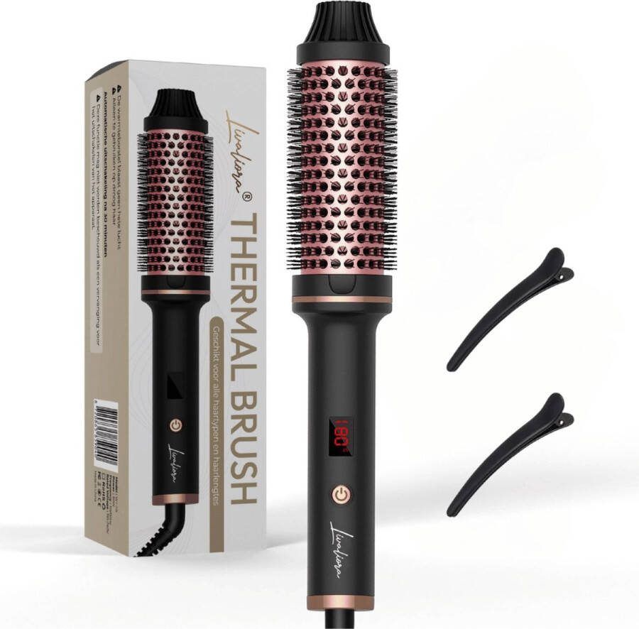 Livaliora Thermal Brush Keramische Warmteborstel 38 mm Krulborstel en Stijlborstel Fohnborstel Inclusief 2 haarclips