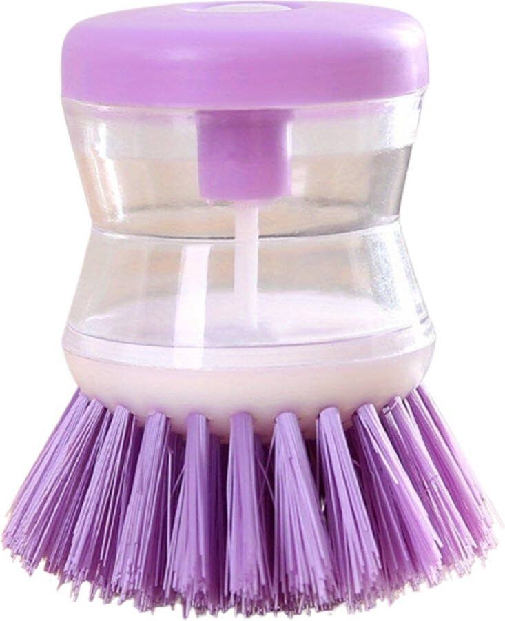 Livano Afwasborstel Met Zeepdispenser Afwasborstel Met Zeepreservoir Dish Brush Paars