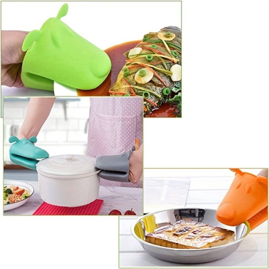 Livano Hittebestendige Siliconen Ovenhandschoenen Handschoenen Ovenwanten Barbecue Blauw 2 Stuks