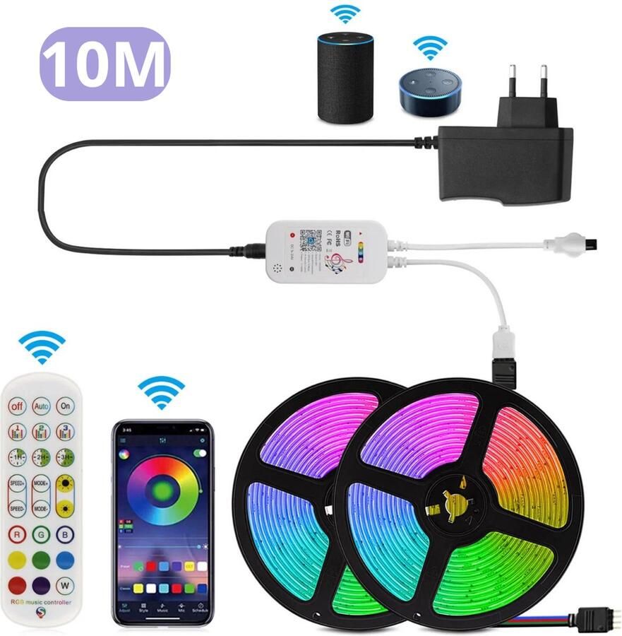 Livano LED Strip 10 Meter RGB Voice Control Slaapkamer Kleurverandering Decoratie Wi-Fi Smart