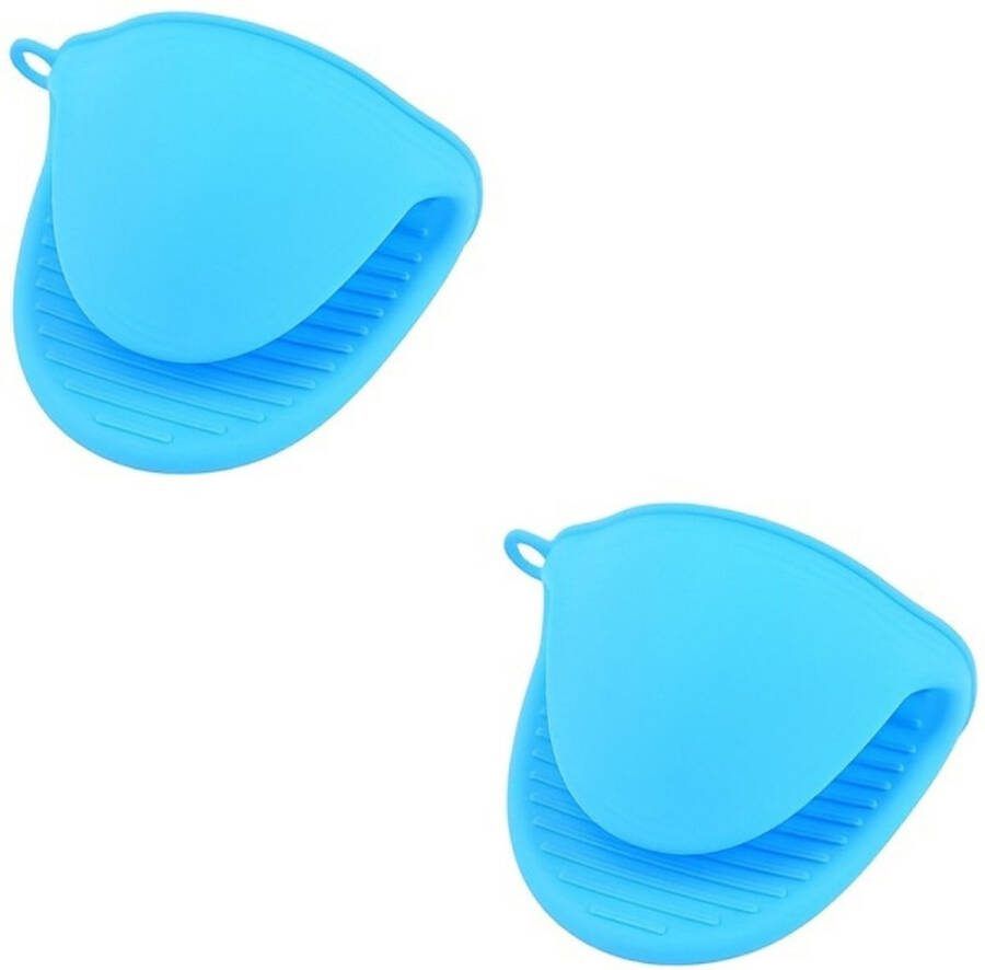 Livano Ovenhandschoenen Siliconen Ovenwanten Hittebestendig BBQ Barbecue Handschoenen Blauw 2 Stuks