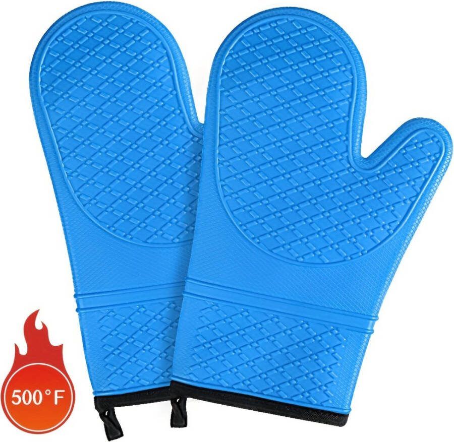 Livano Siliconen Ovenwanten Ovenhandschoenen Hittebestendig BBQ Barbecue Handschoenen Blauw