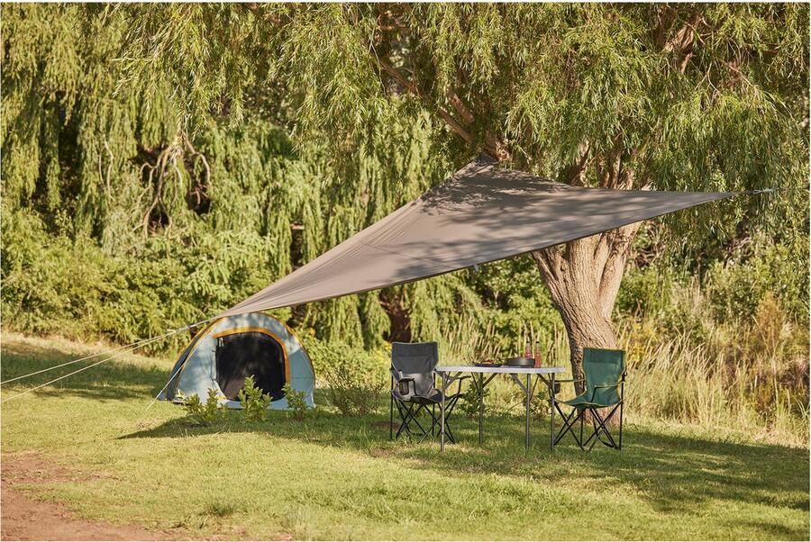 Livarno home Zonnescherm Luifel Driehoek Beige UV-bescherming 415x415x415cm 100% Polyester Weerbestendig