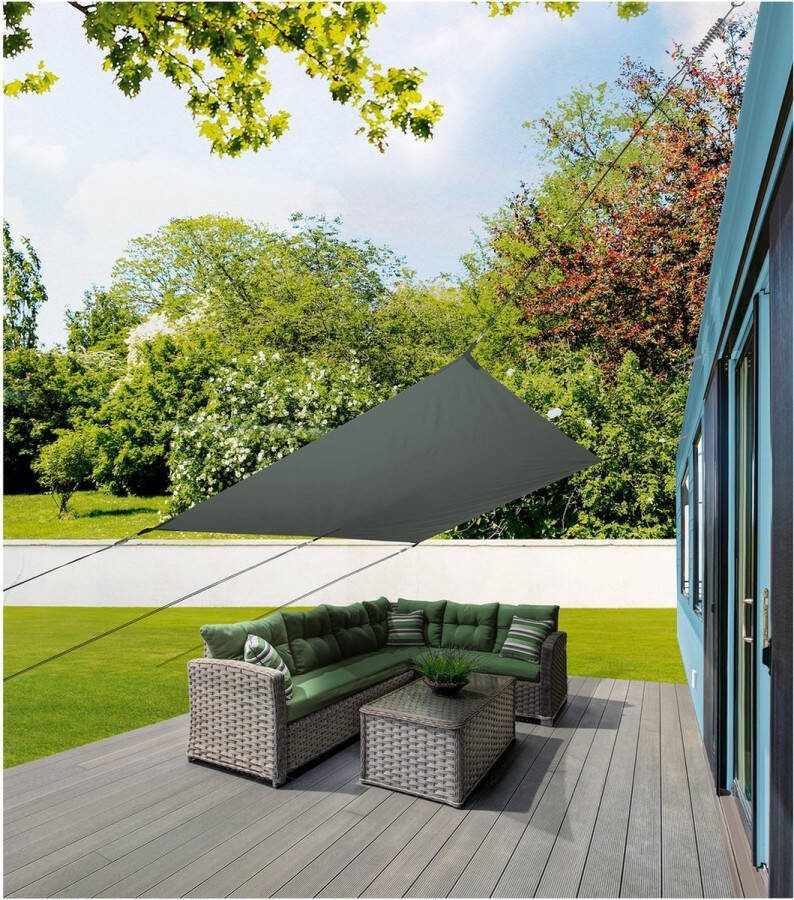 Livarno home Zonnescherm Luifel 300 x 200cm Antraciet Rechthoek UV-bescherming 100% Polyester Zonwering