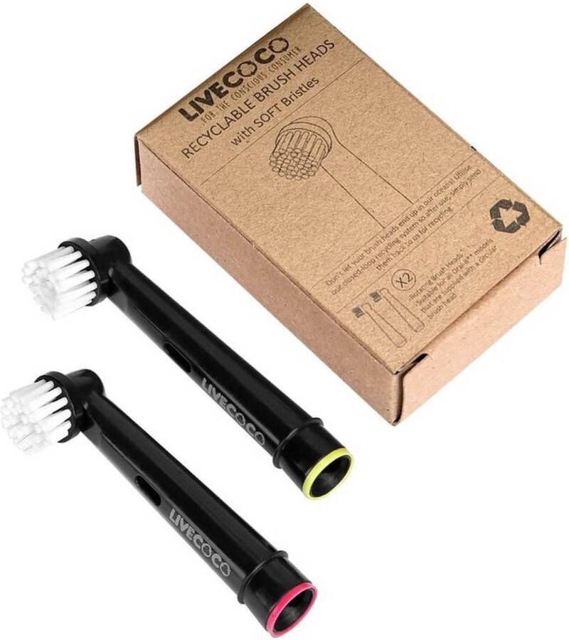 Liveco co Recyclebare opzetborstels (zachte haren) compatibel met Oral-B