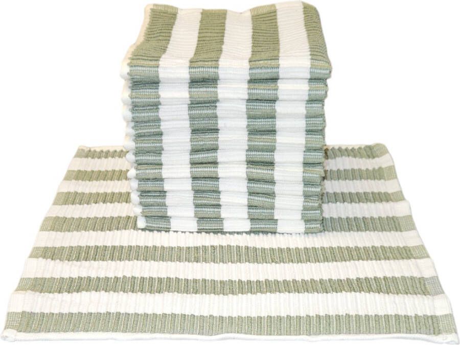 Livello Vaatdoek White Grey Green set van 12