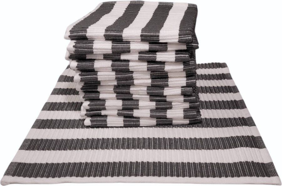 Livello Vaatdoek Wit-grijs set van 12 stuks