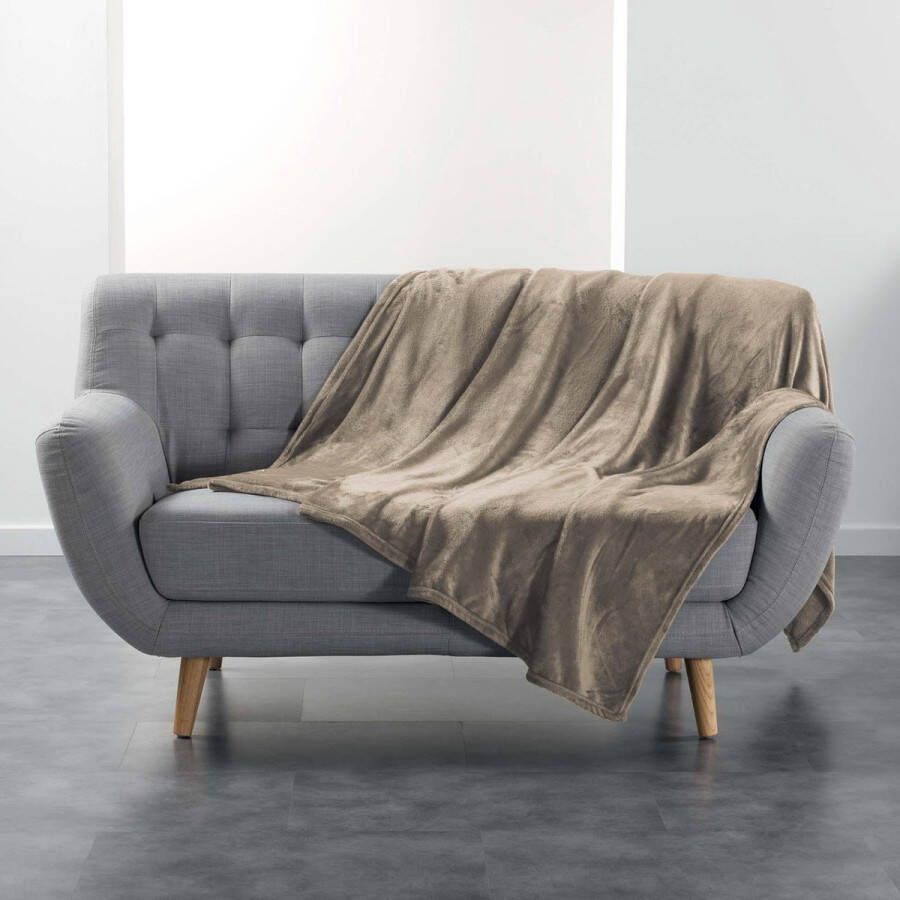 Livettti.NL Livetti | Plaid | Throw | 180x220 cm | Flanel | Taupe