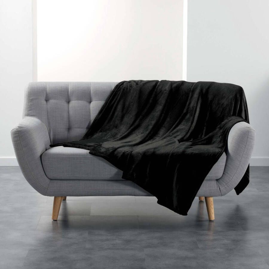 Livettti.NL Livetti | Plaid | Throw | 180x220 | Plain Flanel Flanou Zwart