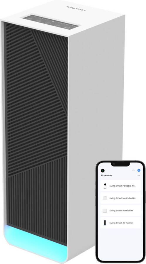 Living Smart Luchtreiniger Air Purifier met APP en HEPA filter + koolstoffilter Werkt tegen huisstofmijt hooikoorts allergie stof