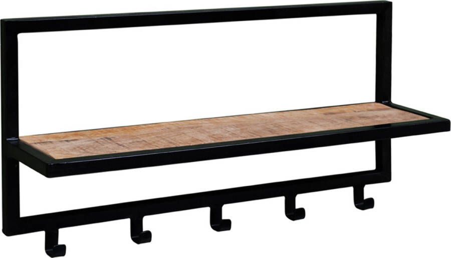 Brix | wandkapstok Bono | staal met mangohout | industrieel | 5 haken