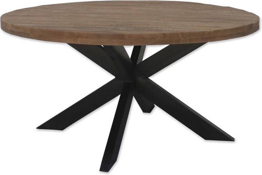Livingfurn Brix | Sturdy Round | eetkamertafel | rond | 140 cm | mangohout met staal