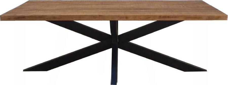 Livingfurn Brix Eettafel Sturdy Spider 160 cm Mangohout Gecoat Staal
